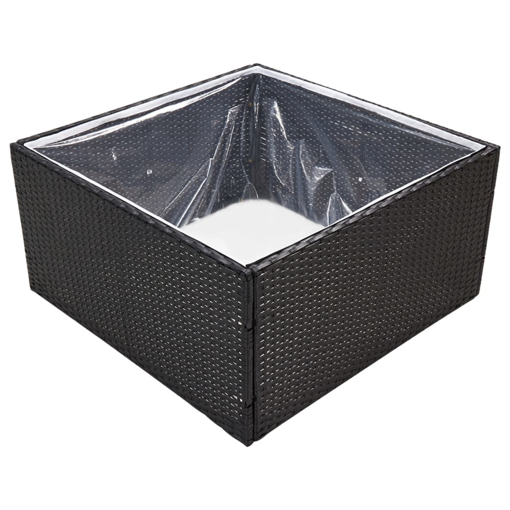 Kukkalaatikko musta 80x80x40 cm polyrottinki - Sisustajankoti.fi