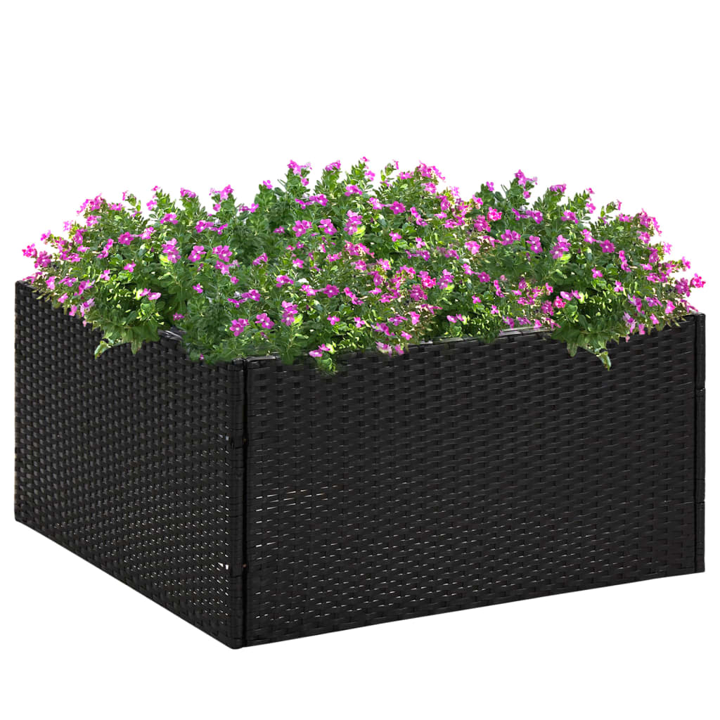 Kukkalaatikko musta 80x80x40 cm polyrottinki - Sisustajankoti.fi