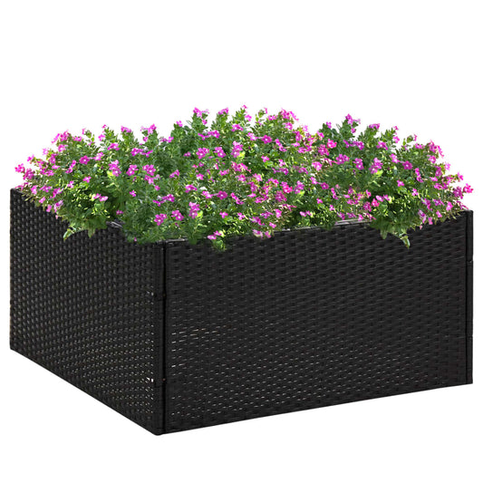 Kukkalaatikko musta 80x80x40 cm polyrottinki - Sisustajankoti.fi