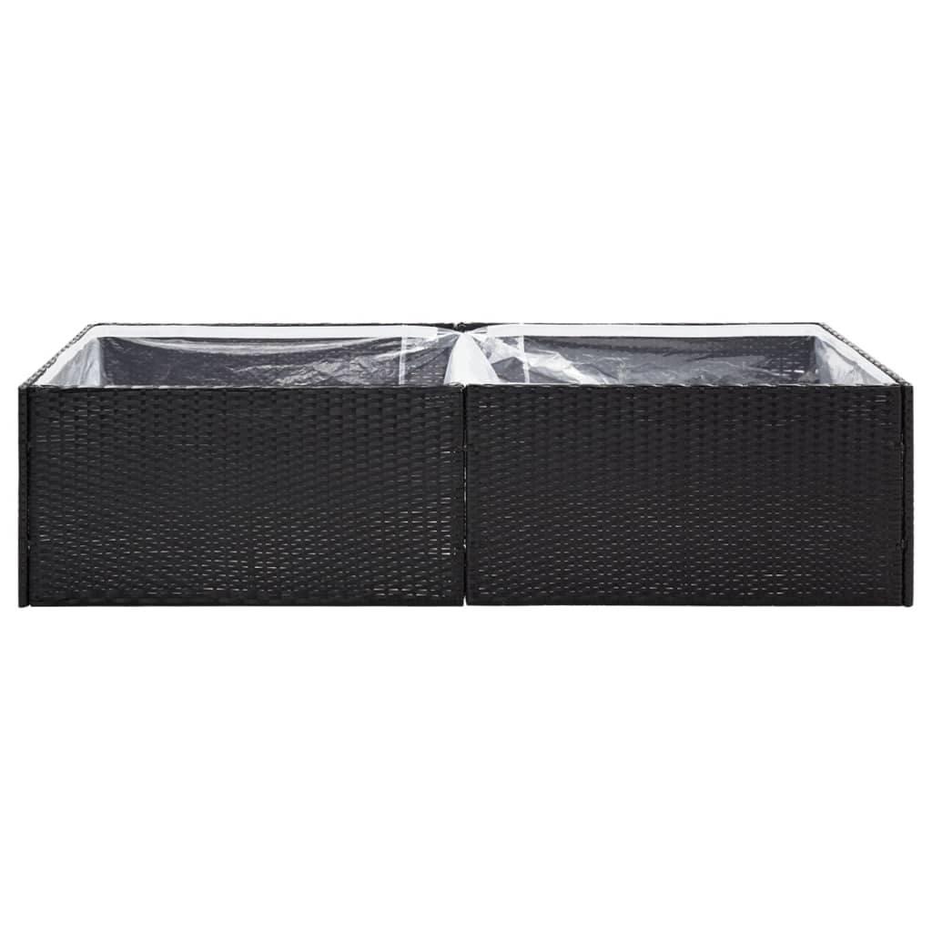 Kukkalaatikko musta 157x80x40 cm polyrottinki - Sisustajankoti.fi