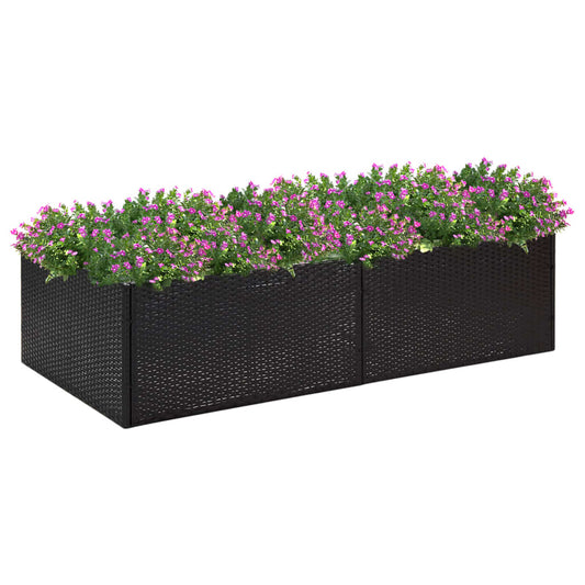 Kukkalaatikko musta 157x80x40 cm polyrottinki - Sisustajankoti.fi