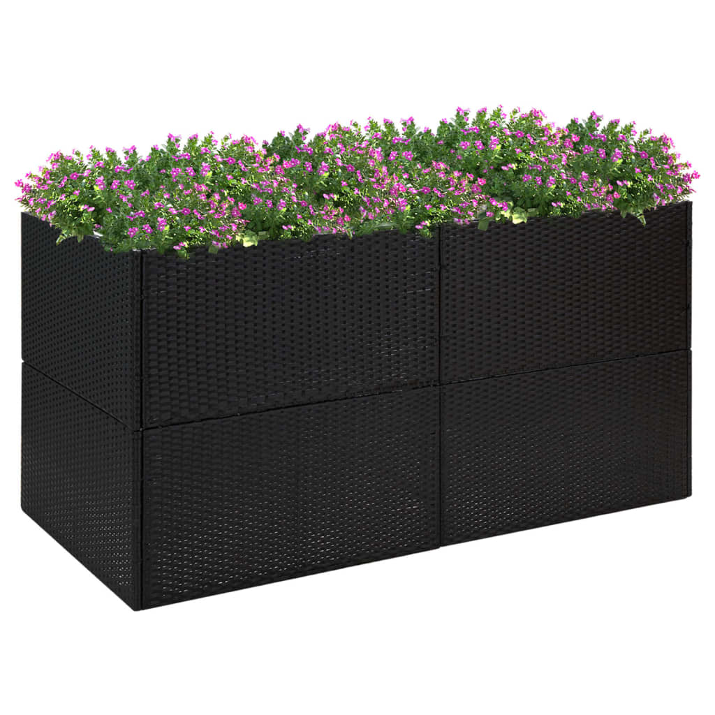 Kukkalaatikko musta 157x80x80 cm polyrottinki - Sisustajankoti.fi