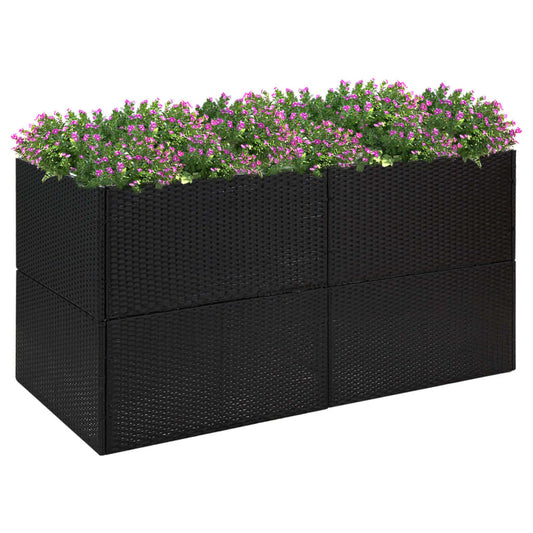 Kukkalaatikko musta 157x80x80 cm polyrottinki - Sisustajankoti.fi