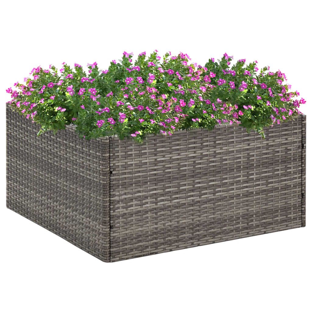 Kukkalaatikko harmaa 80x80x40 cm polyrottinki - Sisustajankoti.fi