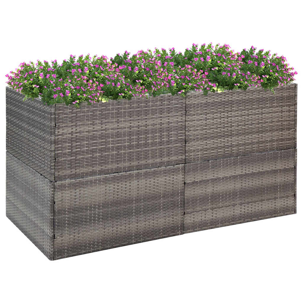 Kukkalaatikko harmaa 157x80x80 cm polyrottinki - Sisustajankoti.fi