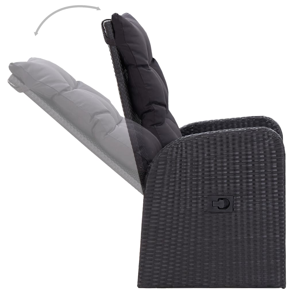 5-osainen Ulkoruokailuryhmä tyynyillä musta - Sisustajankoti.fi