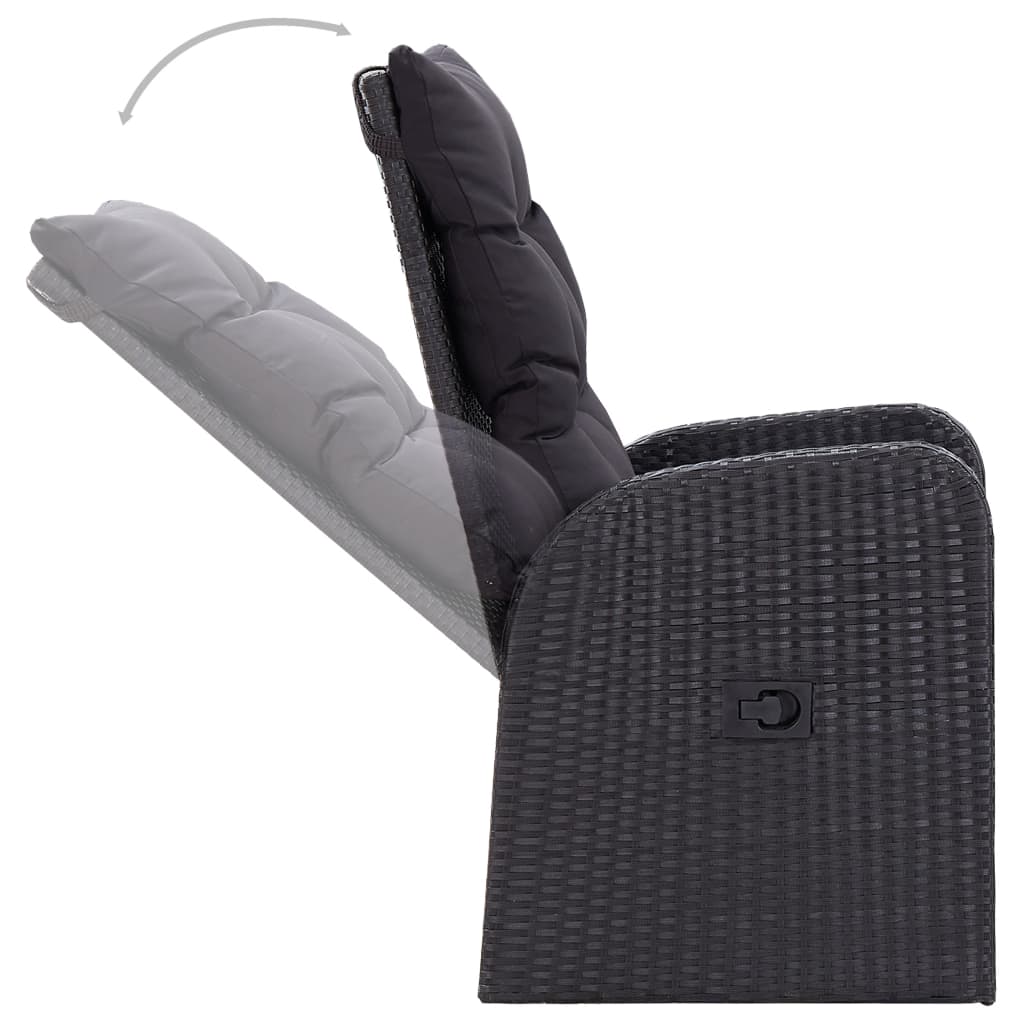 5-osainen Ulkoruokailuryhmä tyynyillä musta - Sisustajankoti.fi