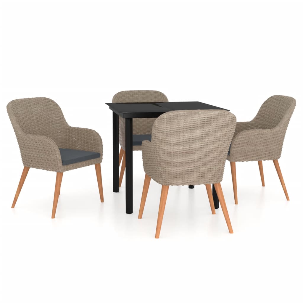 5-osainen Ulkoruokailuryhmä tyynyillä ruskea - Sisustajankoti.fi