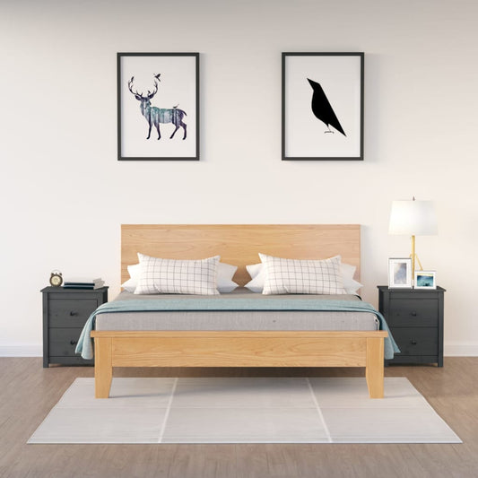 Yöpöydät 2 kpl harmaa 50x35x61,5 cm täysi mänty - Sisustajankoti.fi