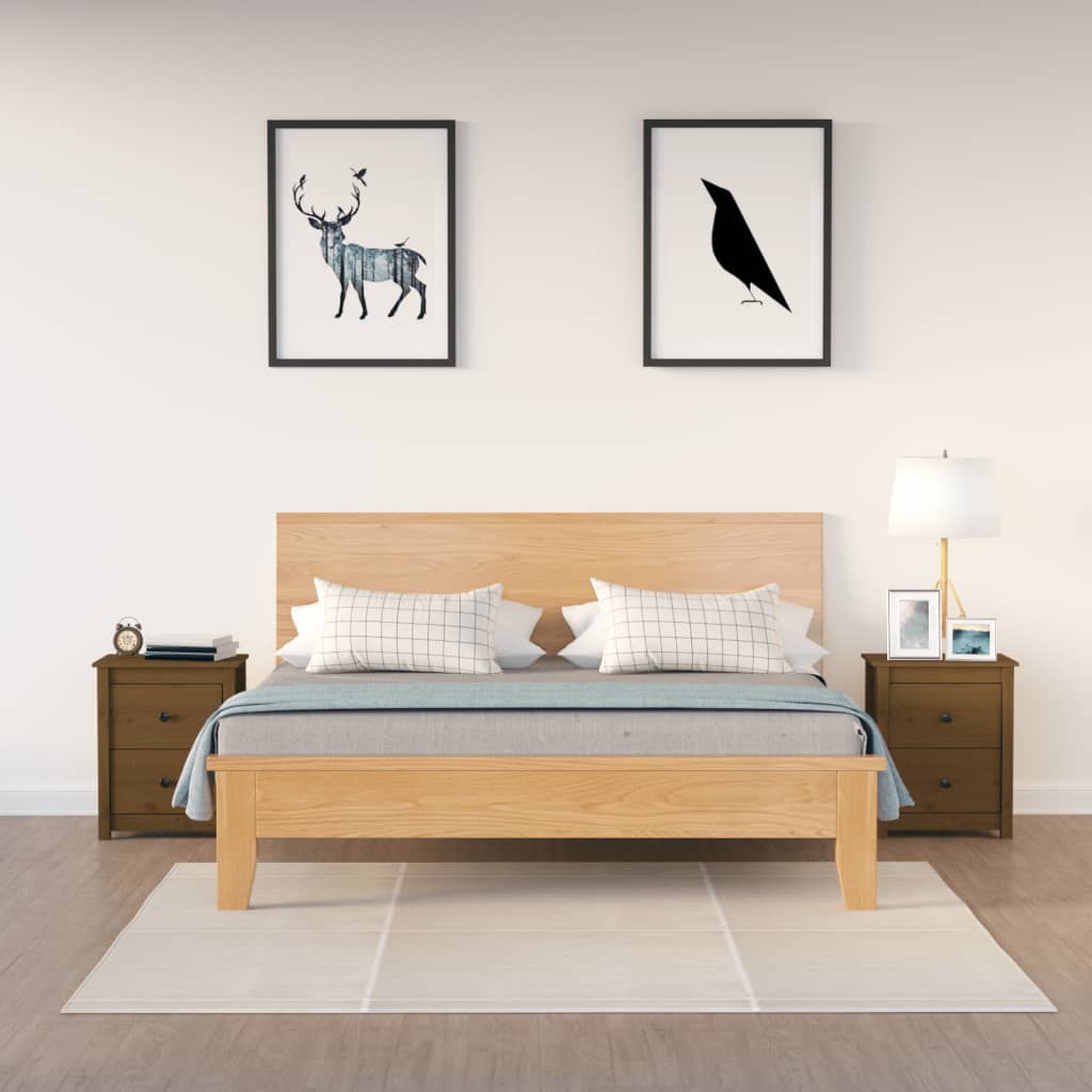 Yöpöydät 2 kpl hunajanruskea 50x35x61,5 cm täysi mänty - Sisustajankoti.fi