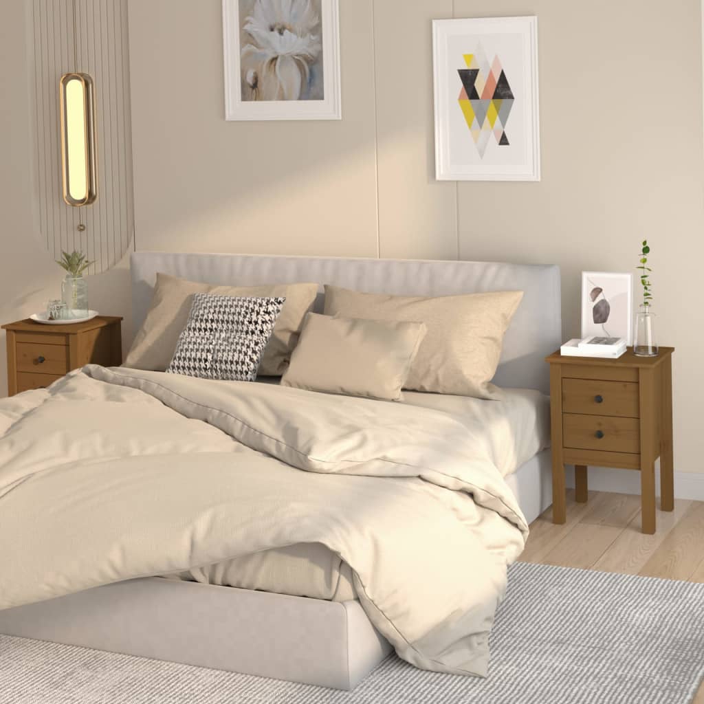 Yöpöydät 2 kpl hunajanruskea 40x35x61,5 cm täysi mänty - Sisustajankoti.fi