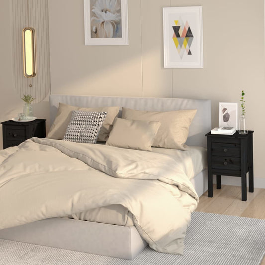 Yöpöydät 2 kpl musta 40x35x61,5 cm täysi mänty - Sisustajankoti.fi