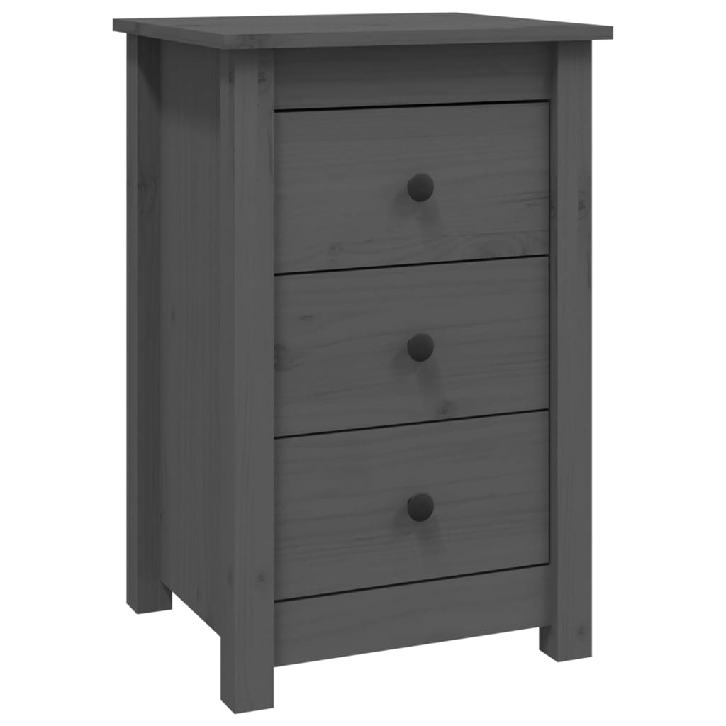 Yöpöydät 2 kpl harmaa 40x35x61,5 cm täysi mänty - Sisustajankoti.fi