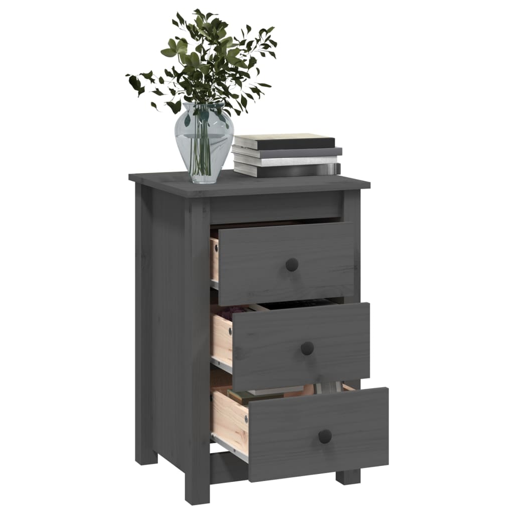 Yöpöydät 2 kpl harmaa 40x35x61,5 cm täysi mänty - Sisustajankoti.fi
