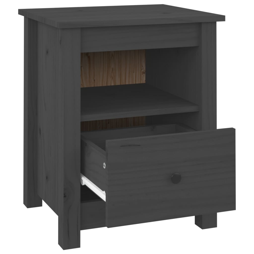Yöpöydät 2 kpl harmaa 40x35x49 cm täysi mänty - Sisustajankoti.fi