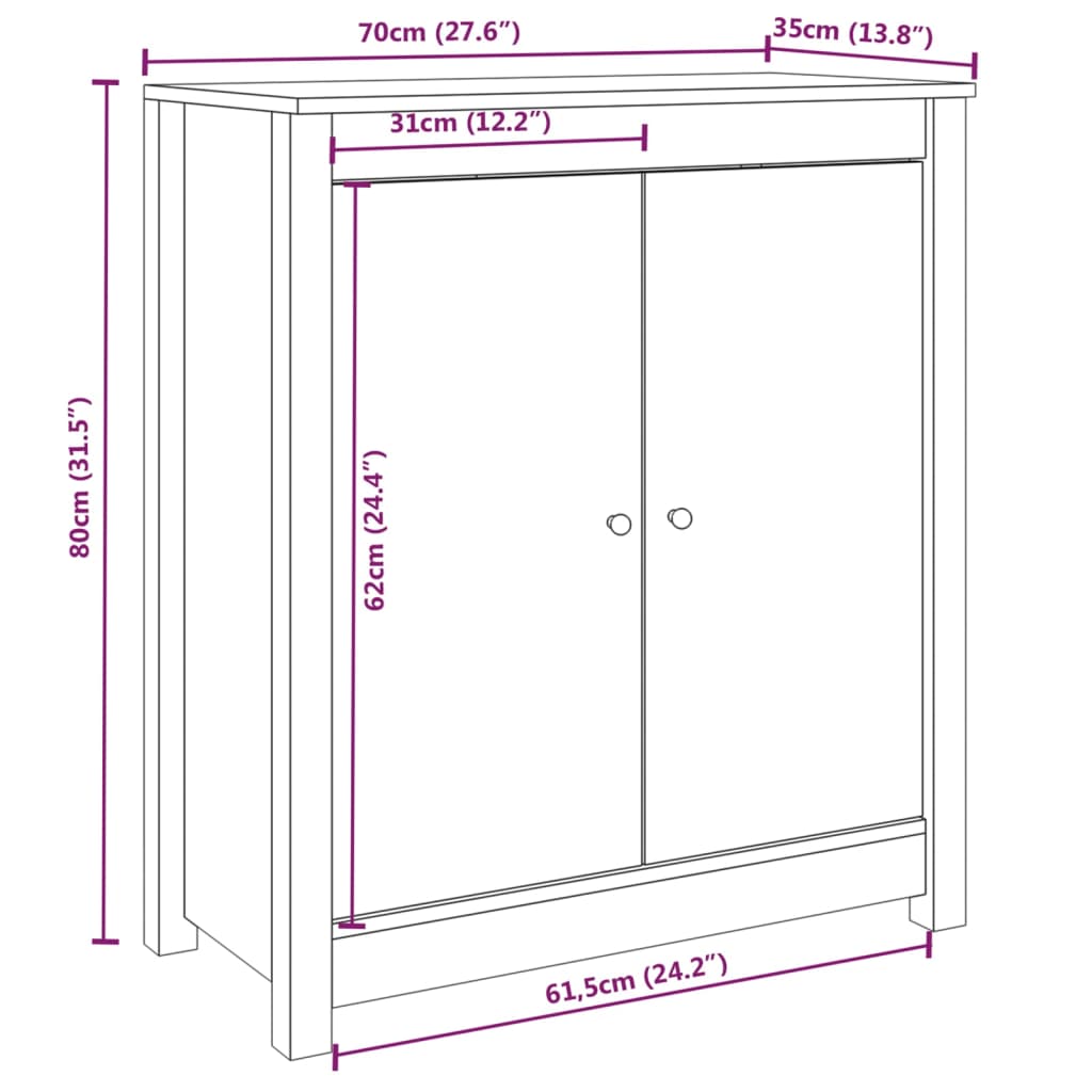 Senkki musta 70x35x80 cm täysi mänty - Sisustajankoti.fi