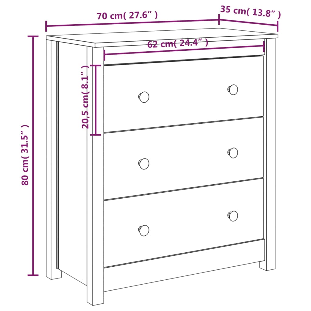 Senkki 70x35x80 cm täysi mänty - Sisustajankoti.fi