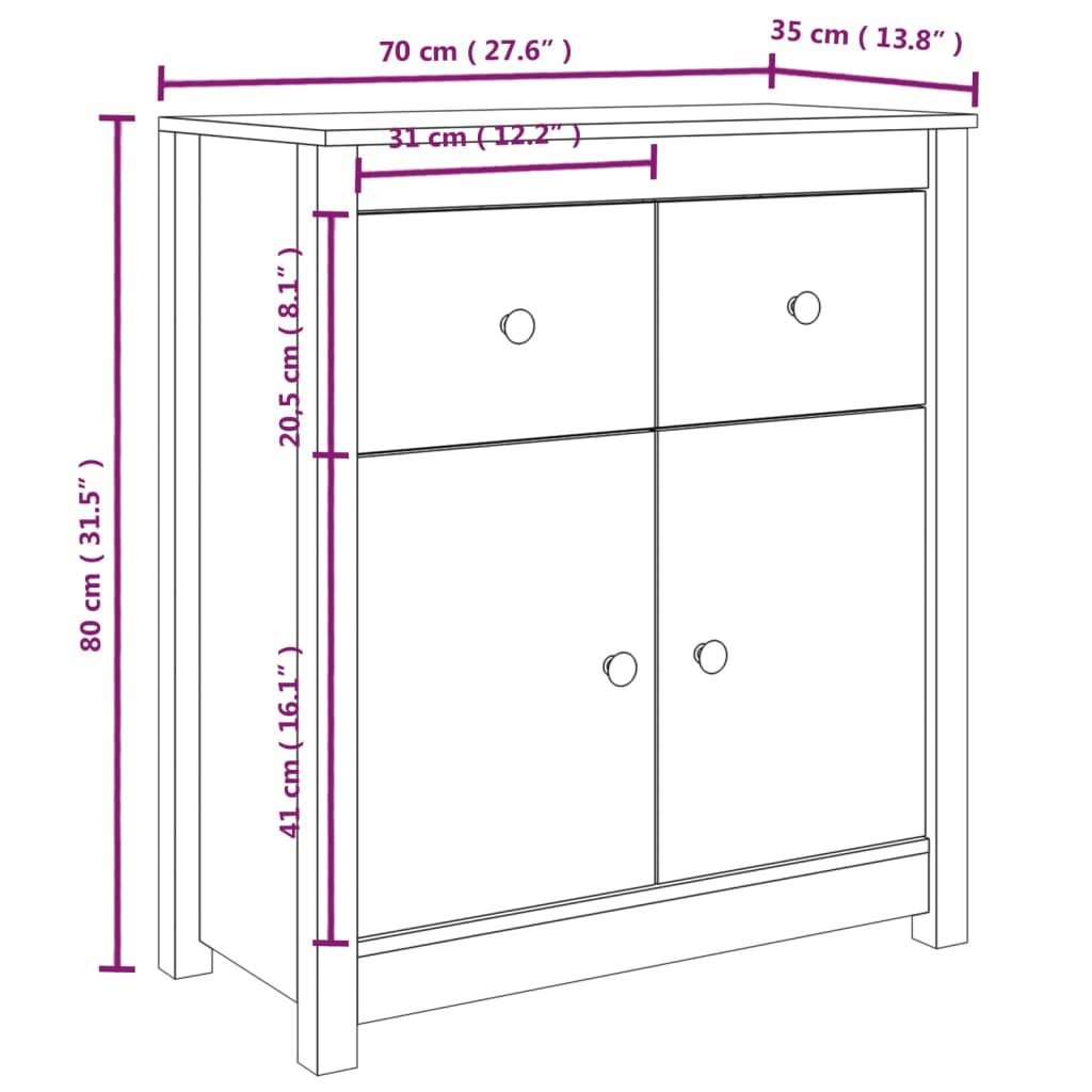 Senkki 70x35x80 cm täysi mänty - Sisustajankoti.fi