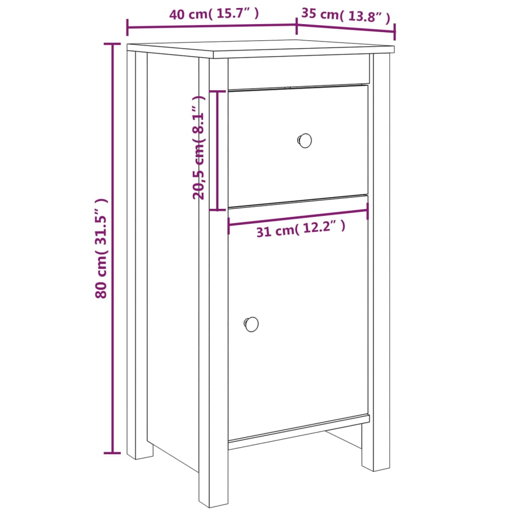 Senkit 2 kpl 40x35x80 cm täysi mänty - Sisustajankoti.fi