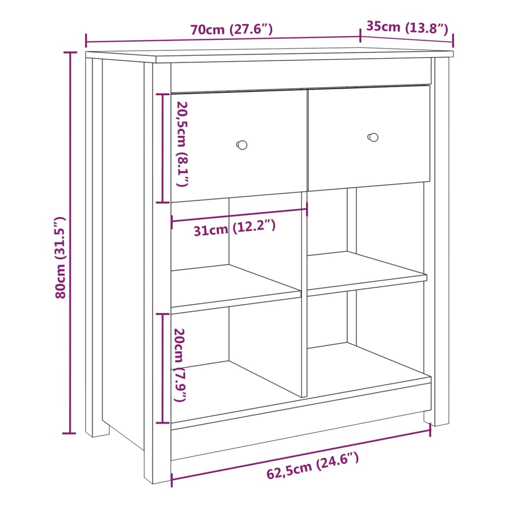 Senkki hunajanruskea 70x35x80 cm täysi mänty - Sisustajankoti.fi