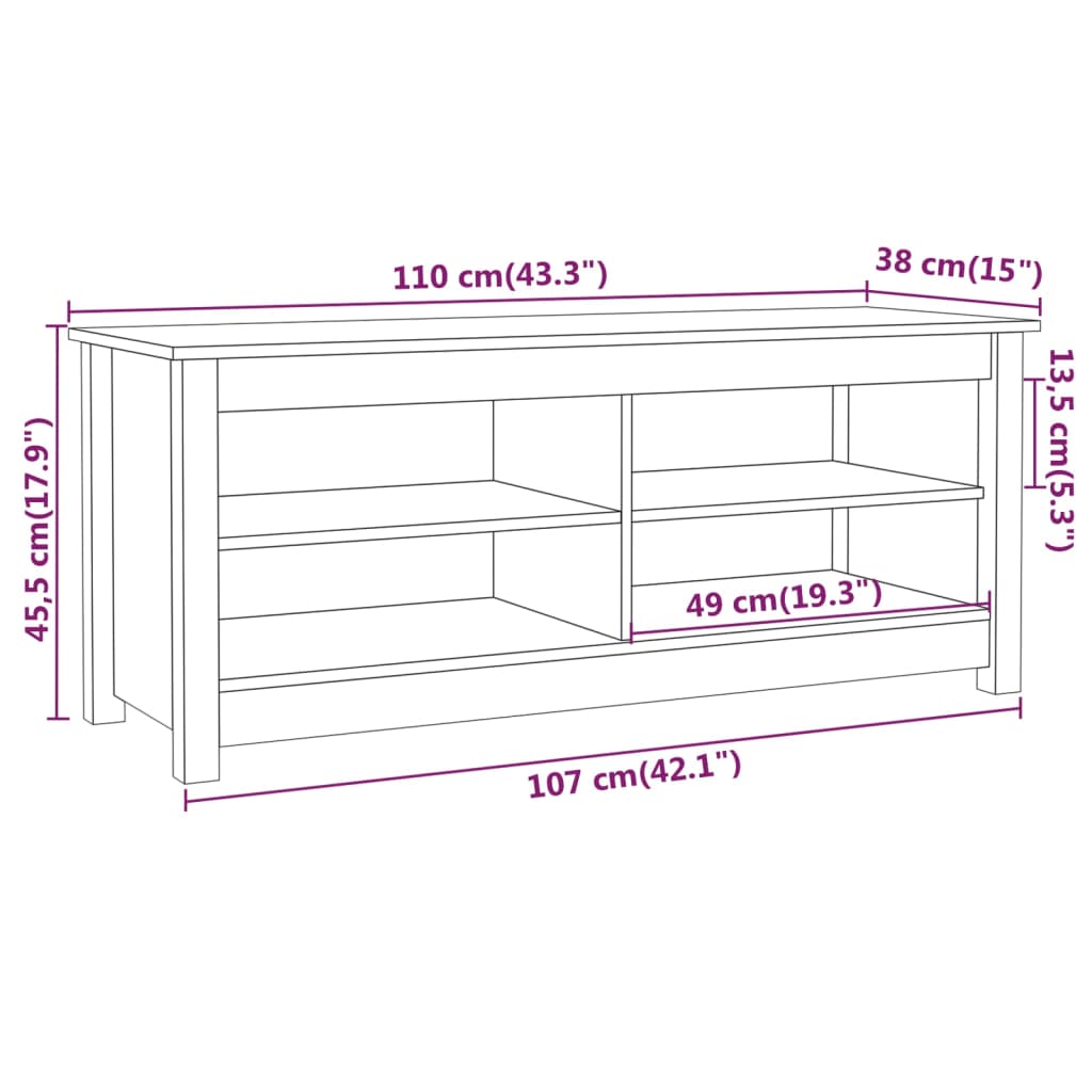 Kenkäpenkki valkoinen 110x38x45,5 cm täysi mänty - Sisustajankoti.fi