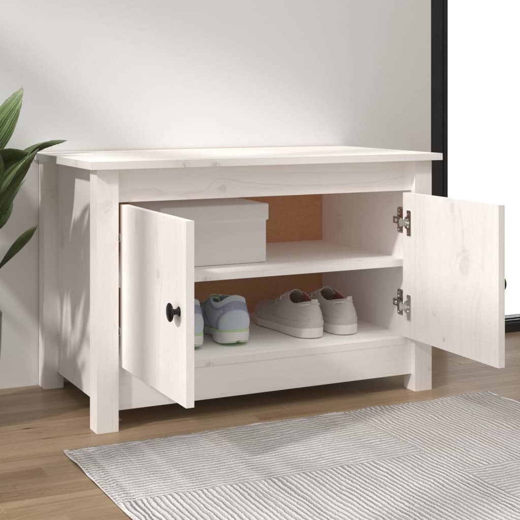 Kenkäkaappi valkoinen 70x38x45,5 cm täysi mänty - Sisustajankoti.fi