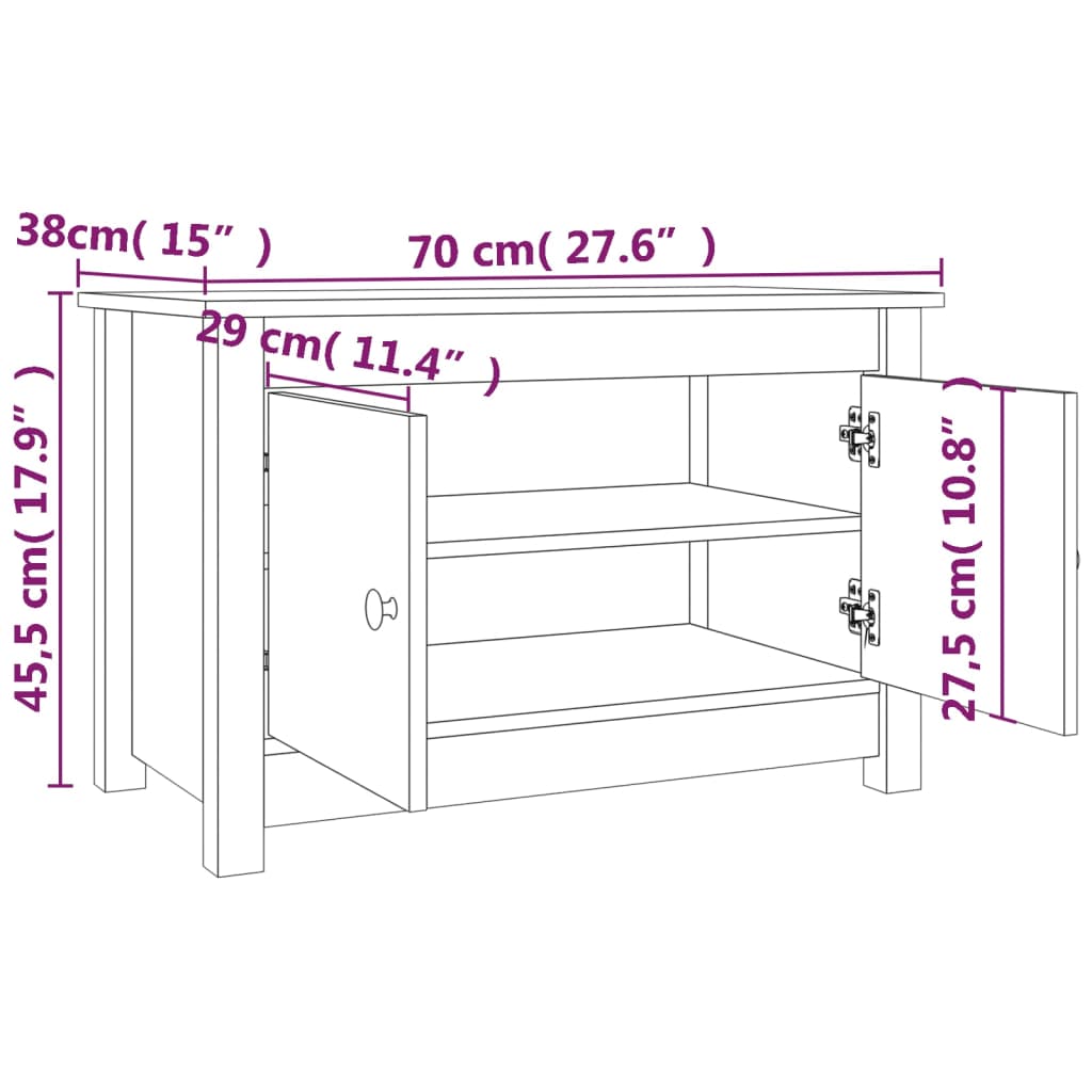 Kenkäkaappi harmaa 70x38x45,5 cm täysi mänty - Sisustajankoti.fi