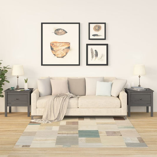 Sivupöydät 2 kpl harmaa 50x50x49 cm täysi mänty - Sisustajankoti.fi