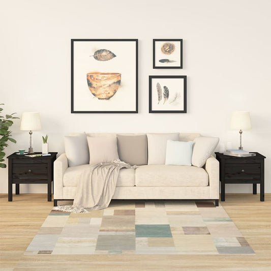 Sivupöydät 2 kpl musta 50x50x49 cm täysi mänty - Sisustajankoti.fi