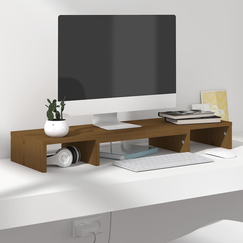 Näyttöteline hunajanruskea 80x24x10,5 cm täysi mänty - Sisustajankoti.fi