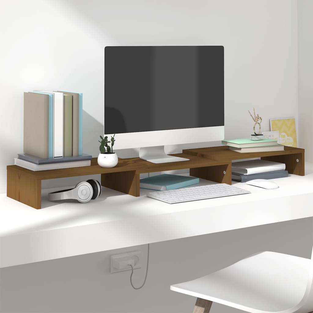 Näyttöteline hunajanruskea 80x24x10,5 cm täysi mänty - Sisustajankoti.fi
