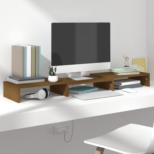 Näyttöteline hunajanruskea 80x24x10,5 cm täysi mänty - Sisustajankoti.fi