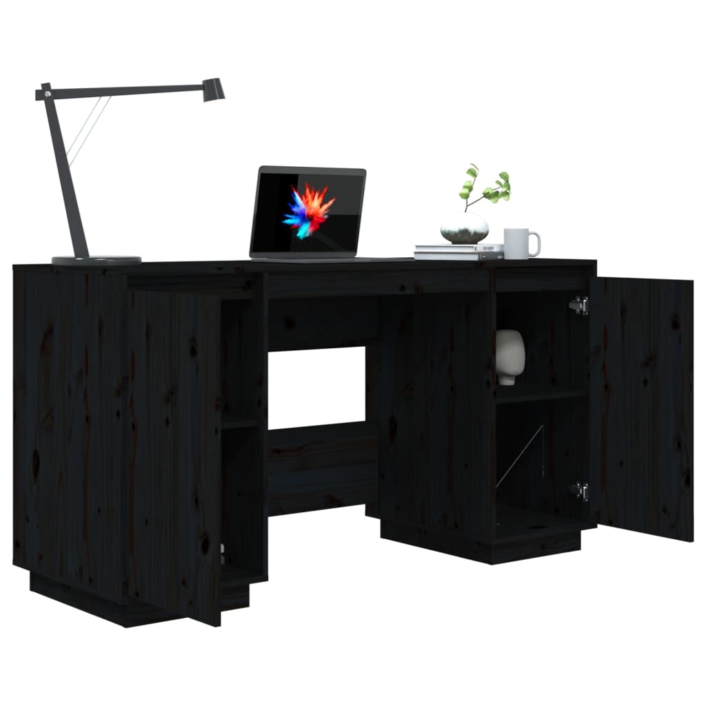 Työpöytä musta 140x50x75 cm täysi mänty - Sisustajankoti.fi
