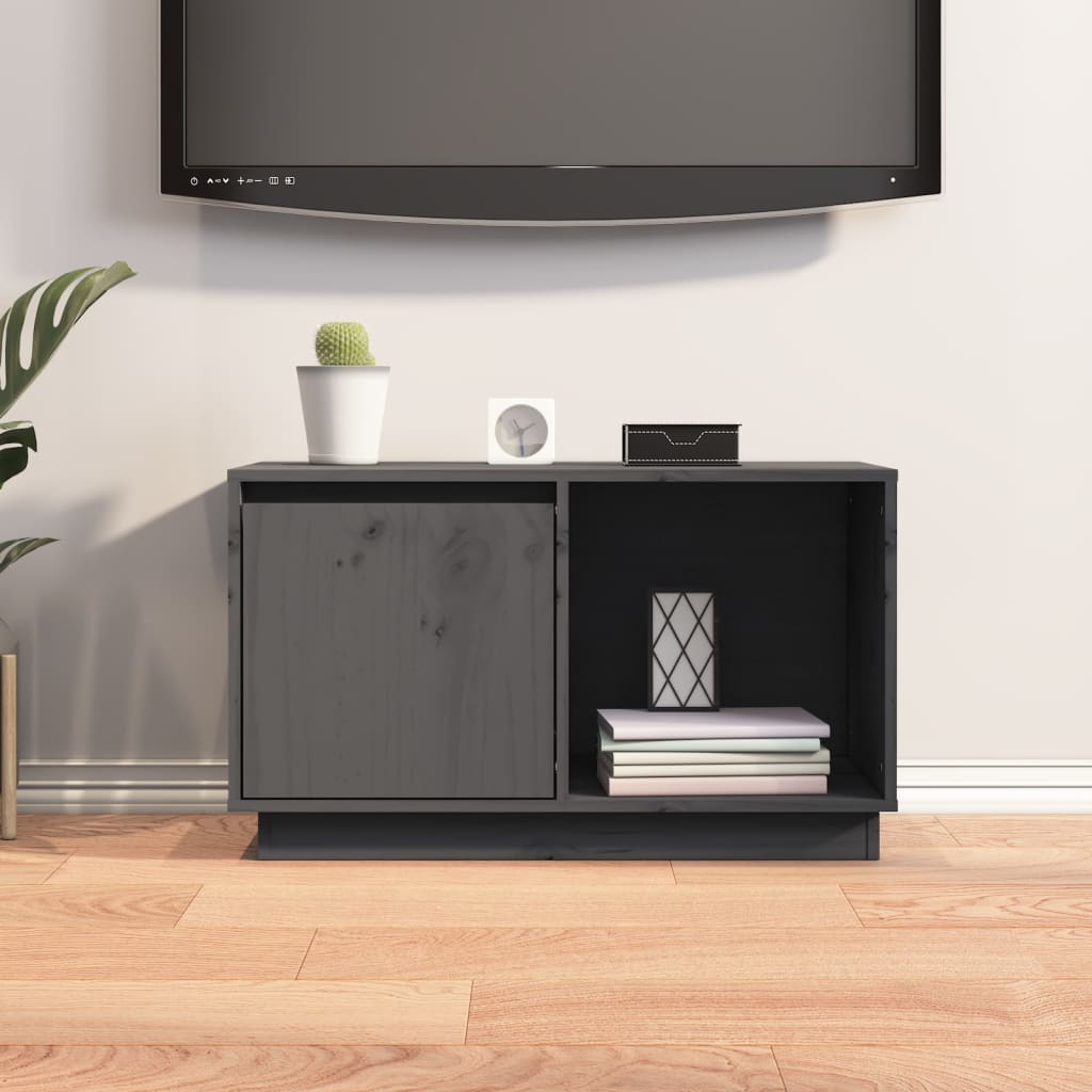 TV-taso harmaa 74x35x44 cm täysi mänty - Sisustajankoti.fi