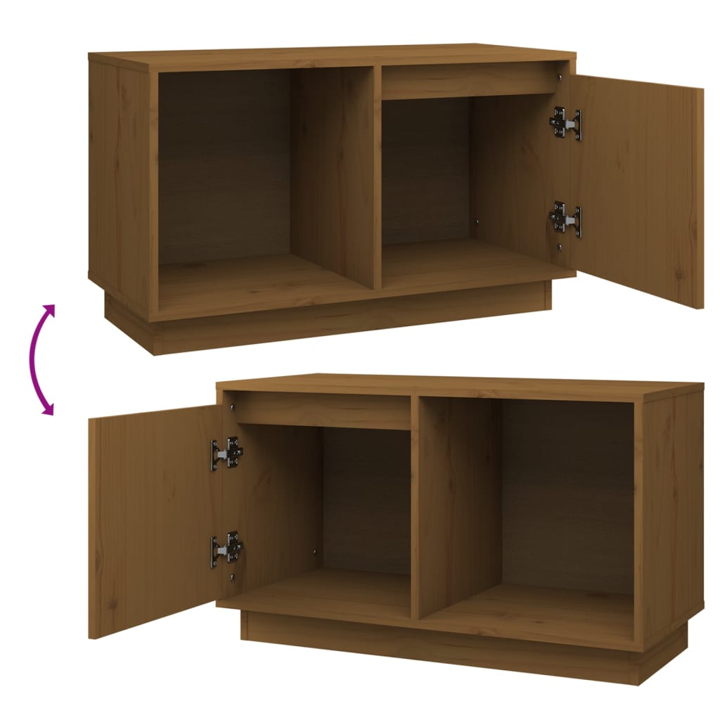 TV-taso hunajanruskea 74x35x44 cm täysi mänty - Sisustajankoti.fi
