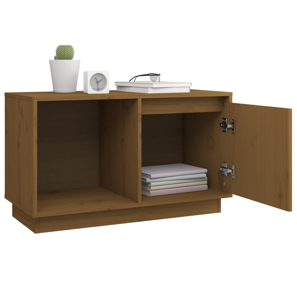 TV-taso hunajanruskea 74x35x44 cm täysi mänty - Sisustajankoti.fi