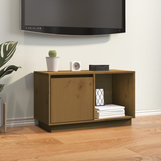 TV-taso hunajanruskea 74x35x44 cm täysi mänty - Sisustajankoti.fi