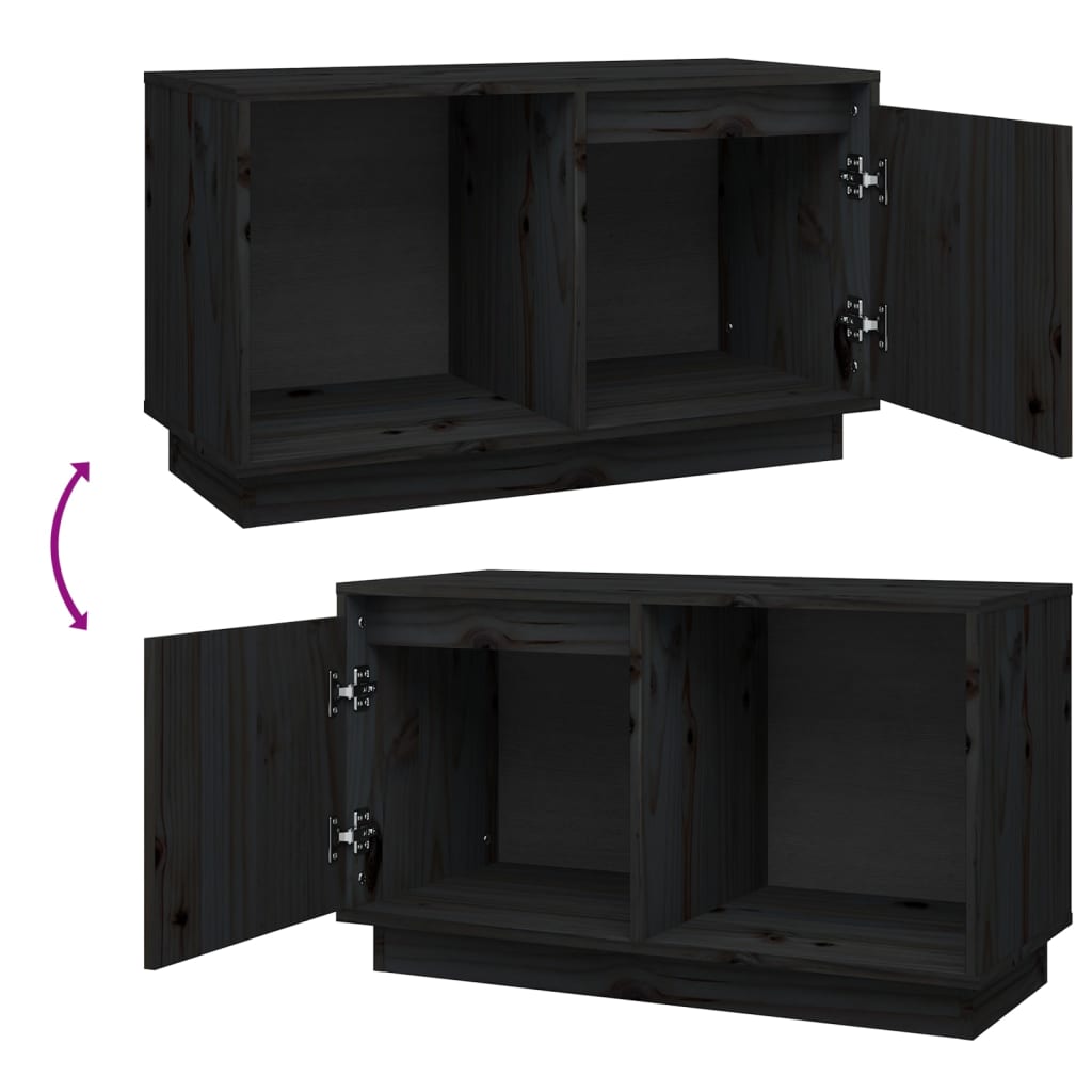TV-taso musta 74x35x44 cm täysi mänty - Sisustajankoti.fi