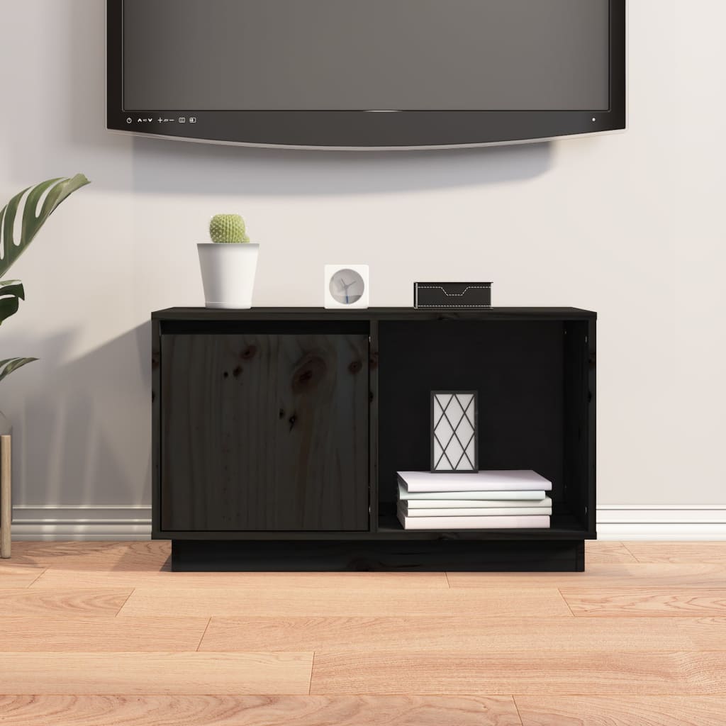 TV-taso musta 74x35x44 cm täysi mänty - Sisustajankoti.fi