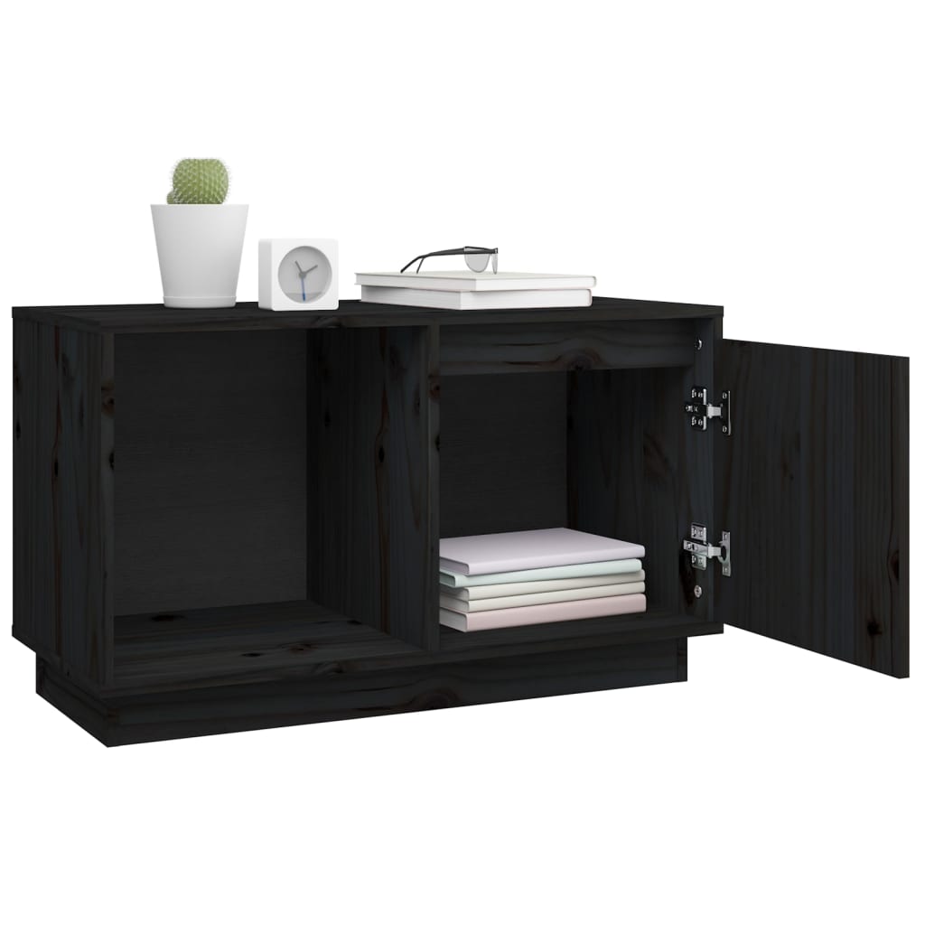 TV-taso musta 74x35x44 cm täysi mänty - Sisustajankoti.fi