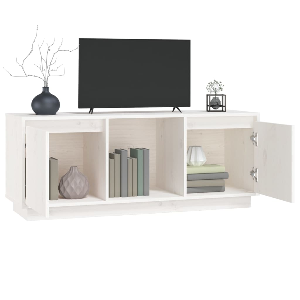TV-taso valkoinen 110,5x35x44 cm täysi mänty - Sisustajankoti.fi