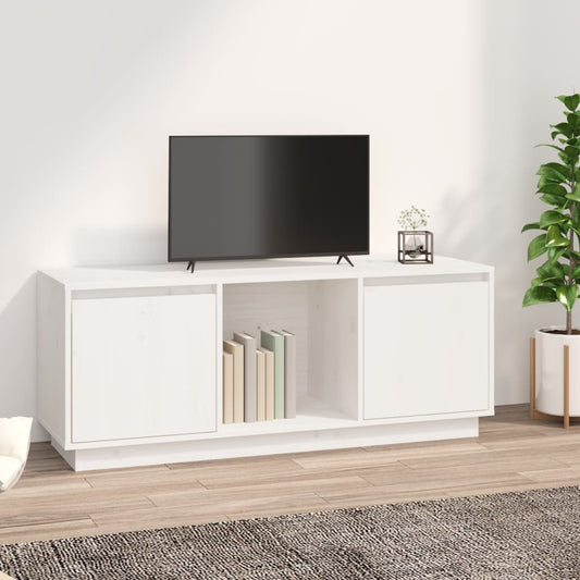 TV-taso valkoinen 110,5x35x44 cm täysi mänty - Sisustajankoti.fi