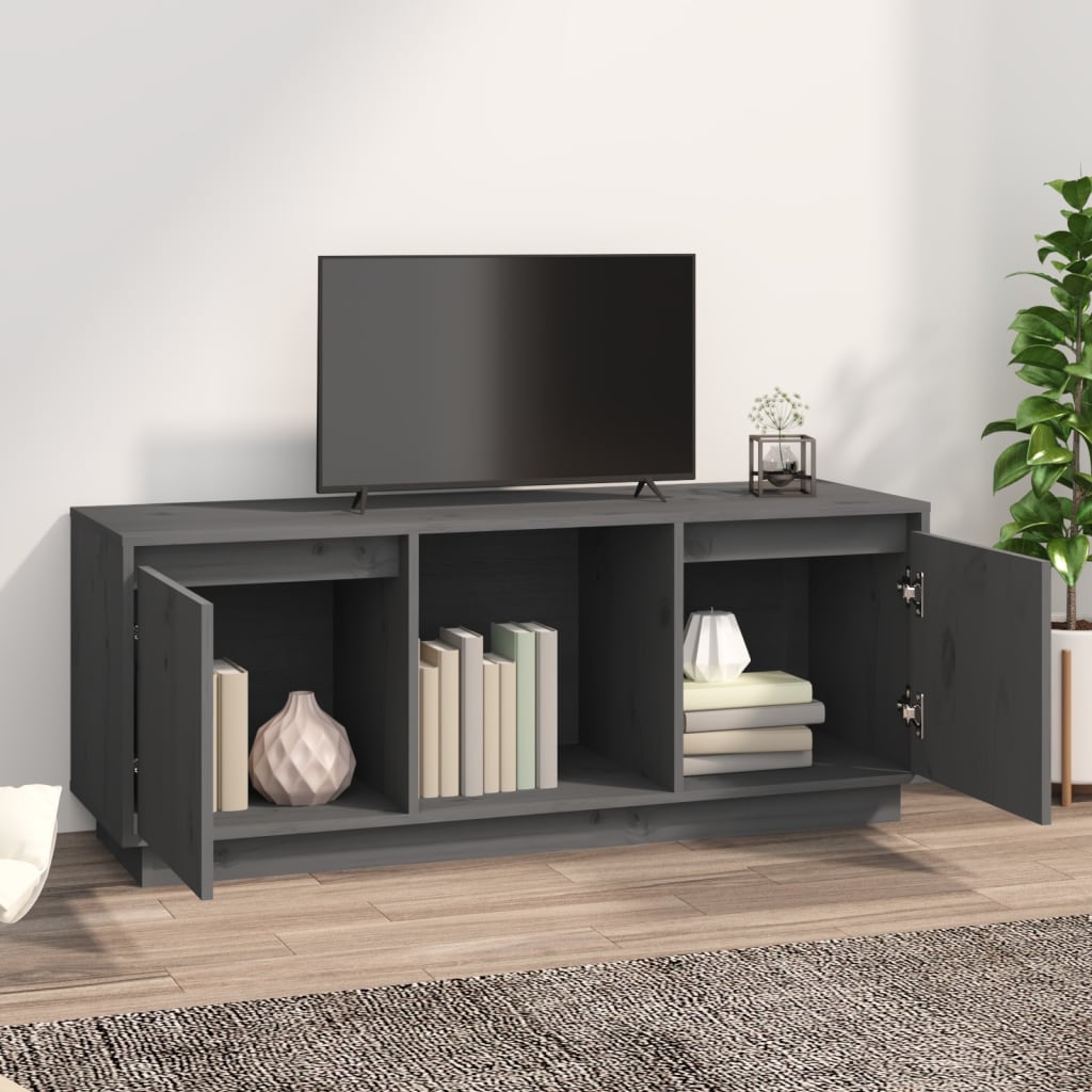 TV-taso harmaa 110,5x35x44 cm täysi mänty - Sisustajankoti.fi