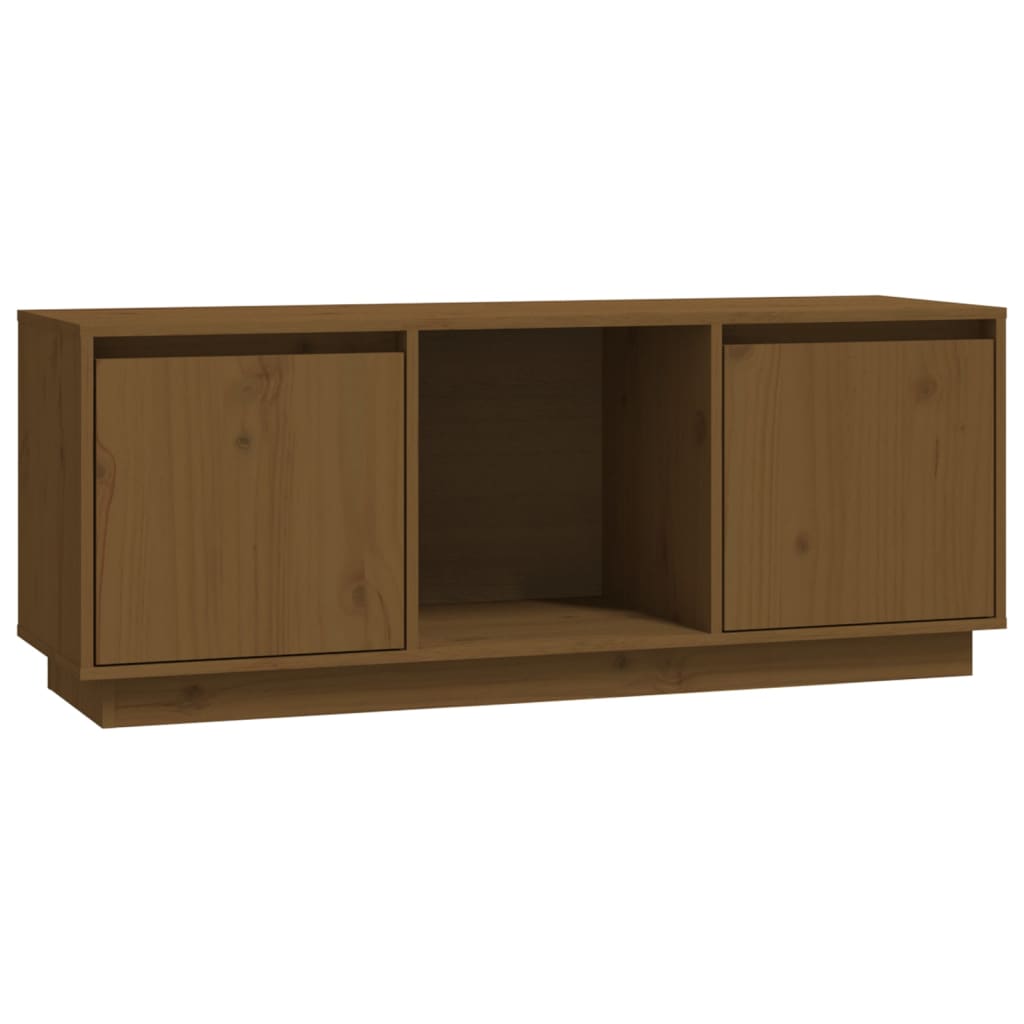 TV-taso hunajanruskea 110,5x35x44 cm täysi mänty - Sisustajankoti.fi