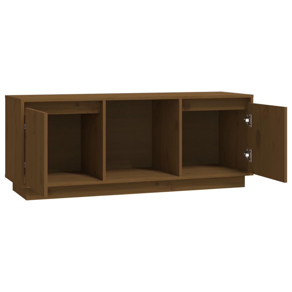 TV-taso hunajanruskea 110,5x35x44 cm täysi mänty - Sisustajankoti.fi