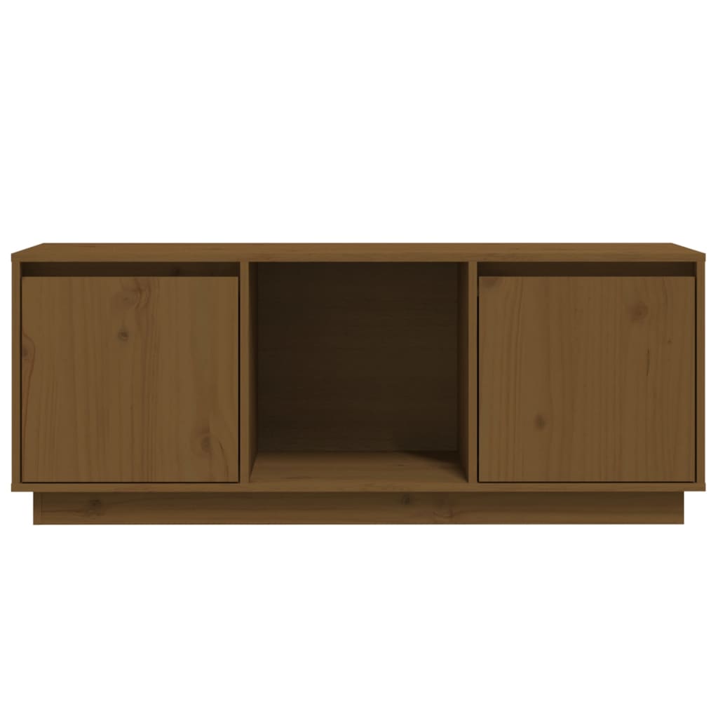 TV-taso hunajanruskea 110,5x35x44 cm täysi mänty - Sisustajankoti.fi