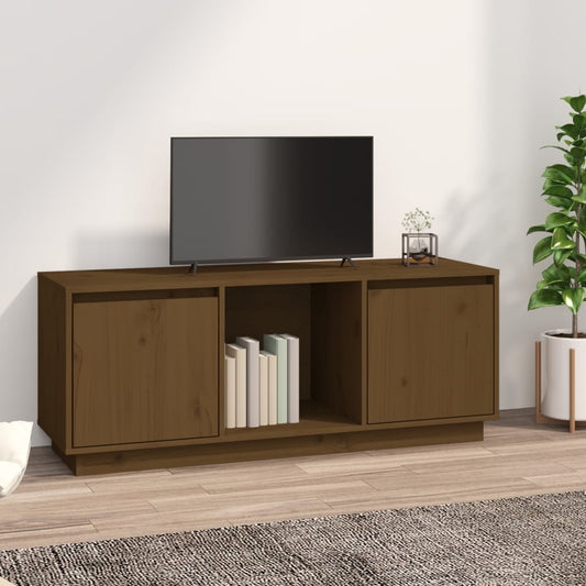 TV-taso hunajanruskea 110,5x35x44 cm täysi mänty - Sisustajankoti.fi