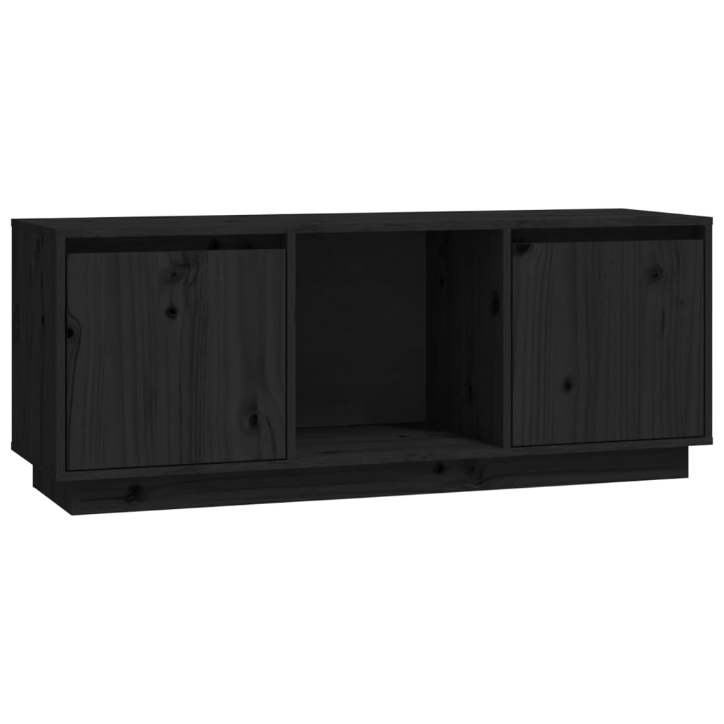 TV-taso musta 110,5x35x44 cm täysi mänty - Sisustajankoti.fi
