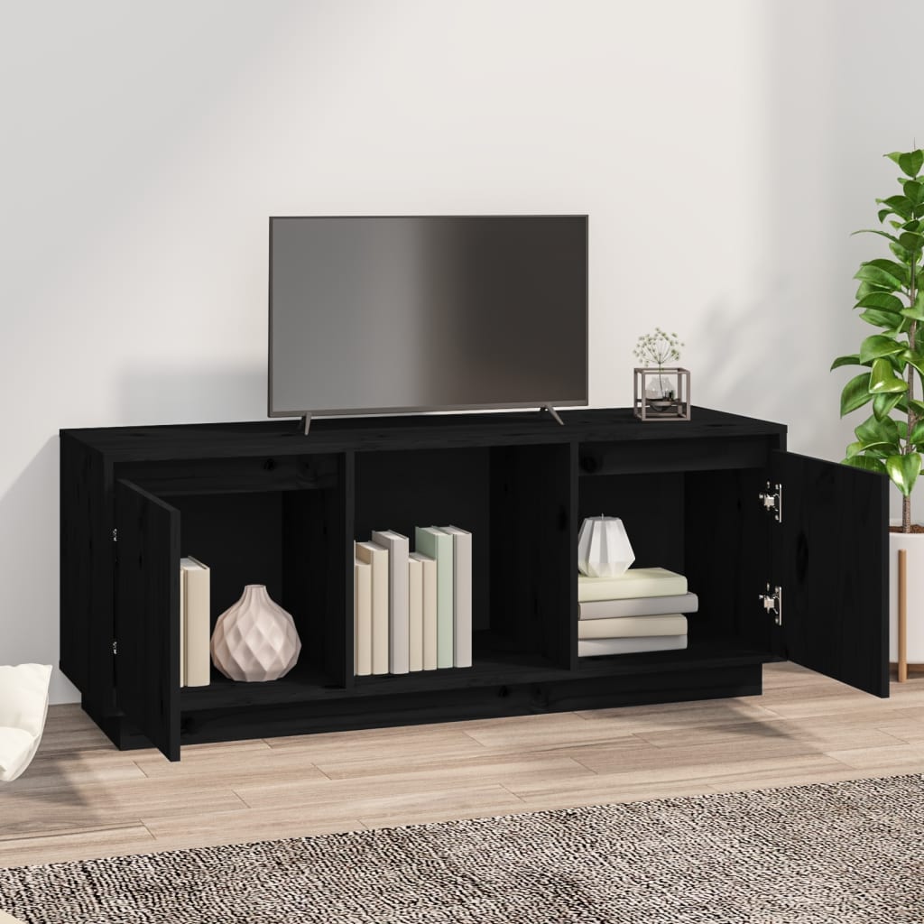 TV-taso musta 110,5x35x44 cm täysi mänty - Sisustajankoti.fi