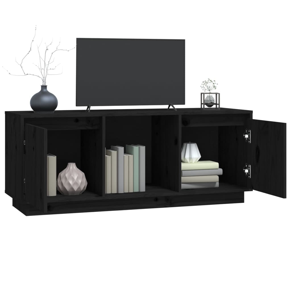TV-taso musta 110,5x35x44 cm täysi mänty - Sisustajankoti.fi
